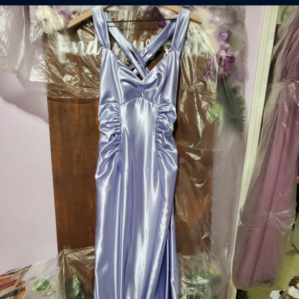 Formal Silky Long Prom Dress Blue/Lavender Size 4